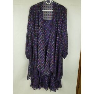 Woman's Ann Hobbs For Cattive Multi Color Dress 2 Pices Size 10